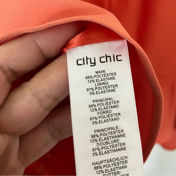 New City Chic plus size flutter sleeve mini wrap dress in Melon XXL/24 - Picture 8 of 10